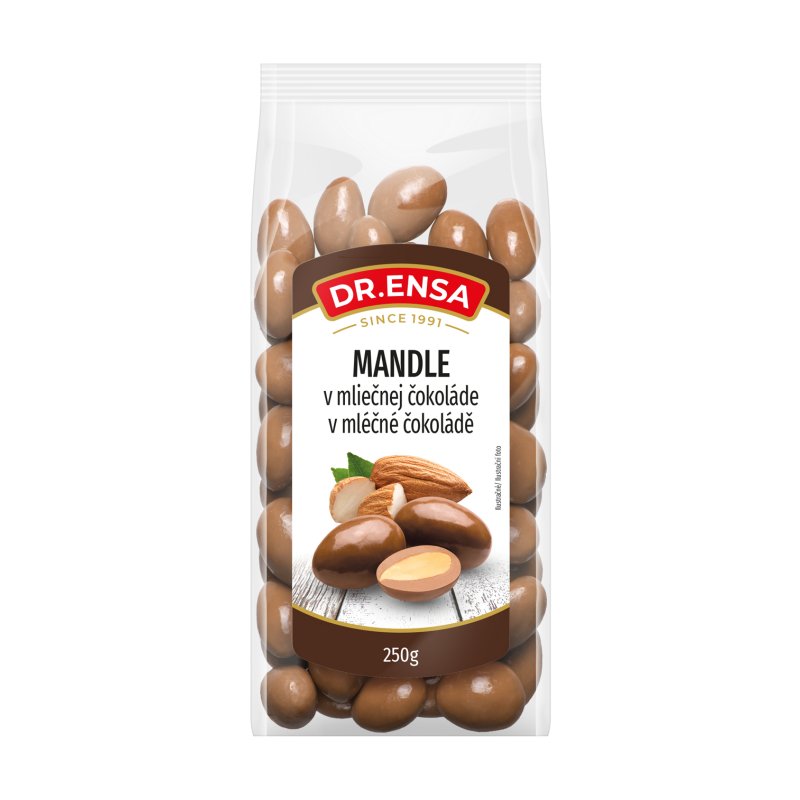 Mandle v mliečnej čokoláde 250g ENSA