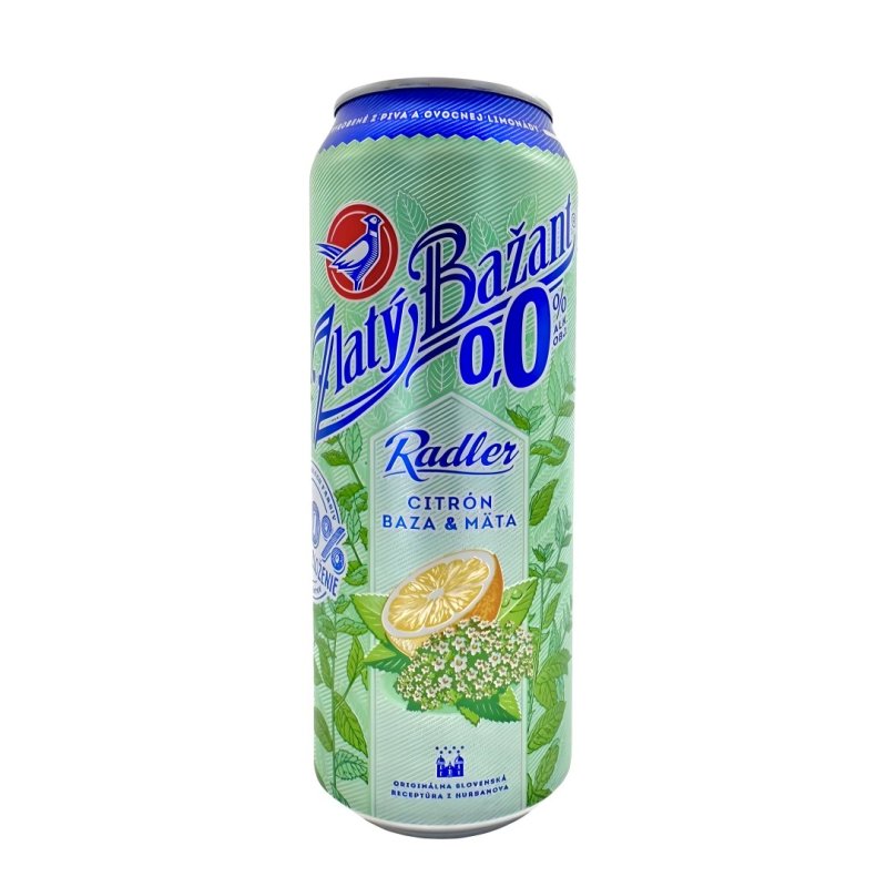 Radler Zlatý Bažant Citrón-Baza-Mäta 0,0% 0,5l