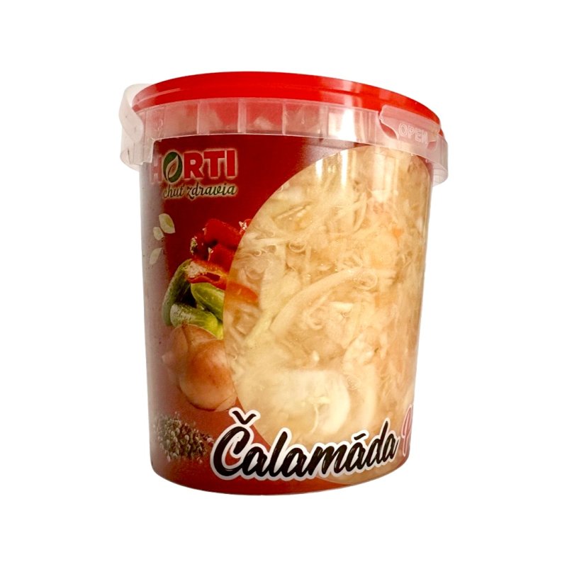 Jemne pikantná čalamáda - Zeleninový šalát v sladkokyslom náleve 870g HORTI