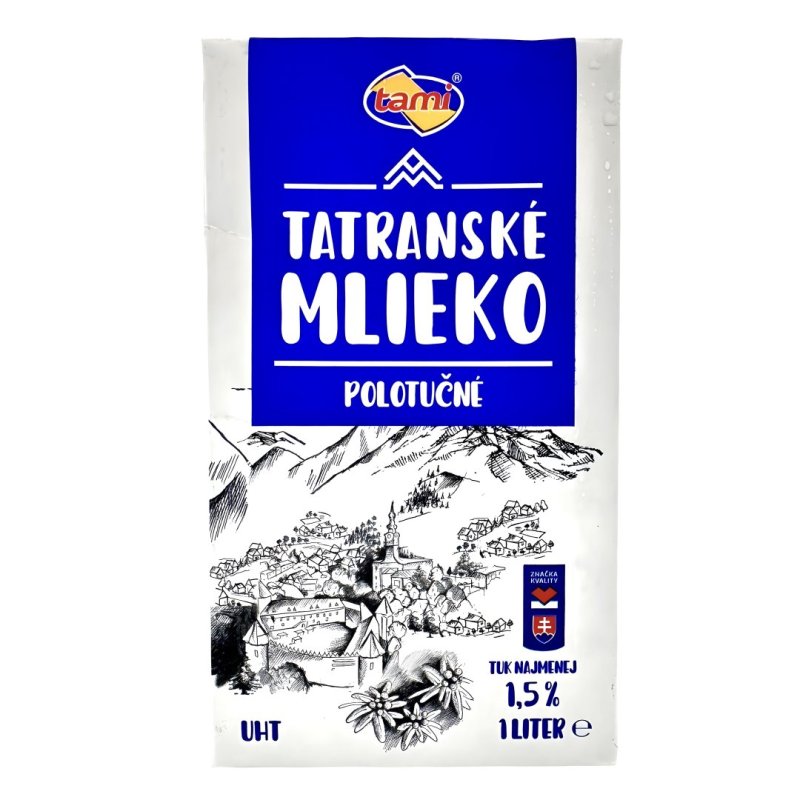 Mlieko Polotučné Trvanlivé 1,5% 1L Tami