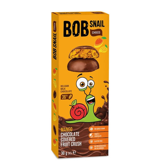 Snack ovocný Bob Snail 30g Mango v čokoláde