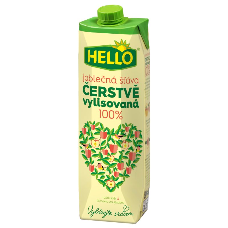 Šťava čerstvá jablčná 1l 100% Hello TPP